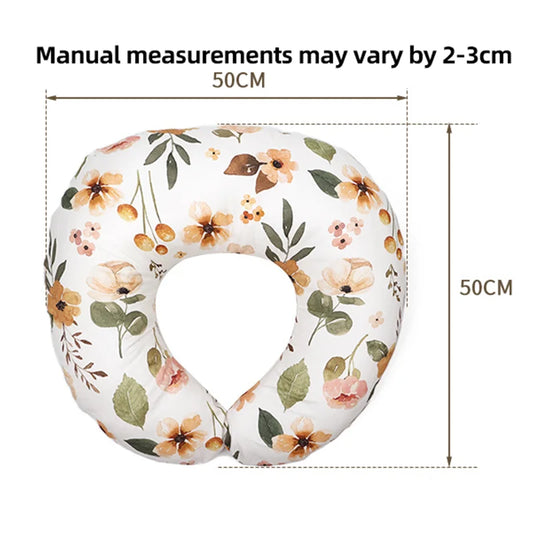 U-Shaped Nursing Pillow with Floral Removable Cover, PANGDUBE Breastfeeding Cushion with Soft Pearl Cotton Filling for Everyday Feeding