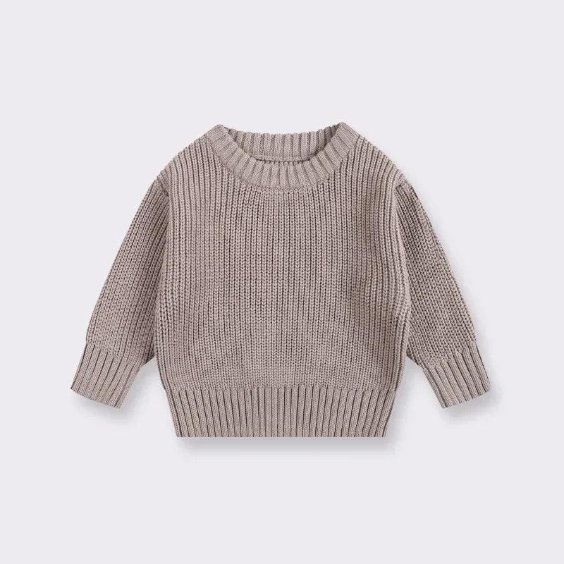 Cotton Crewneck Baby Sweater for Boys and Girls, Long Sleeve Ribbed Knit Pullover for Infants and Kids, Everyday Cool Weather Layering