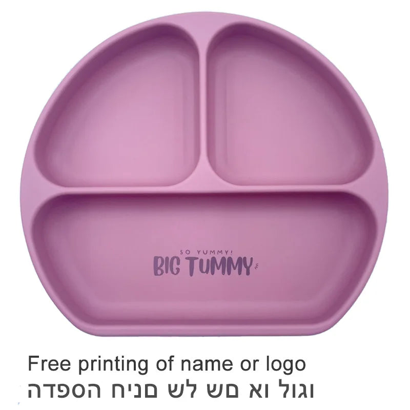 Personalized Baby Feeding Set with Silicone Suction Plate, Bowl, Spoon and Fork, 4-Piece or 6-Piece Tableware Options for Supervised Mealtimes