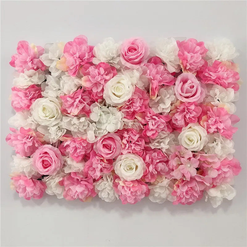 Artificial Flower Wall Panels with Fabric Roses, 40 x 60 cm Reusable Floral Backdrop for Baby Showers, Weddings, Birthdays & Home Decor