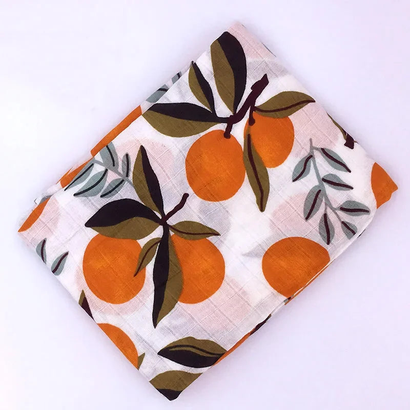 Printed Cotton Muslin Receiving Blanket for Babies with Space, Animal and Floral Designs, Approx. 120 x 120 cm Square Wrap with Smaller Mountain Option