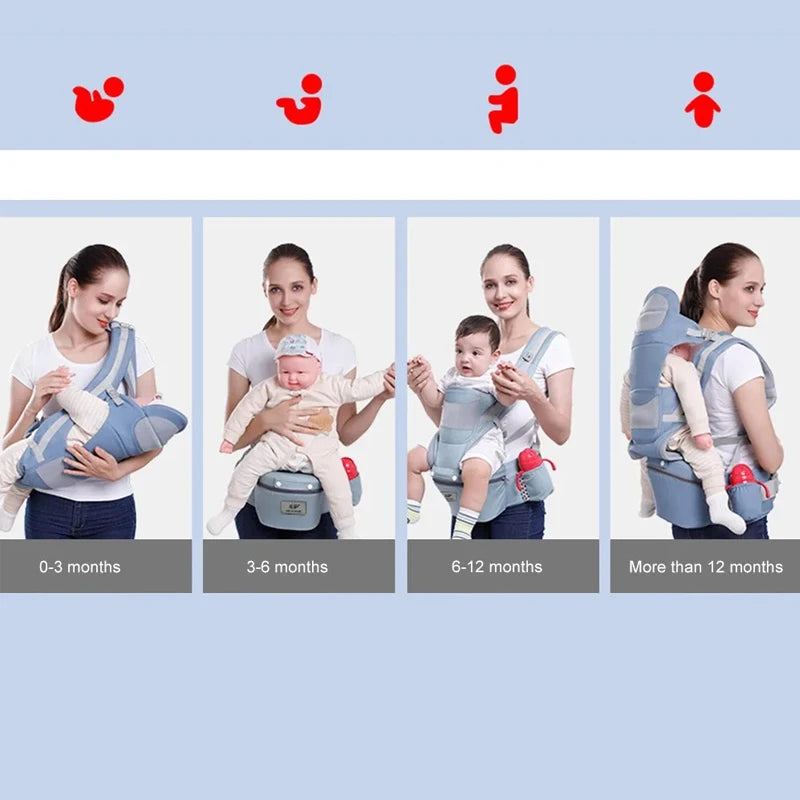 Hip Seat Baby Carrier with Padded Shoulder Straps, Wide Waist Belt and Zippered Storage Pocket, Babywearing Gear in Solid and Floral Color Options