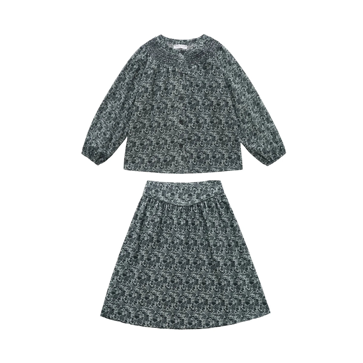Forest Print Sibling Matching Outfits with Girls Cotton Smocked Dress Options, Boys Embroidered Knit Sweaters and Plaid Pants for Family Photos
