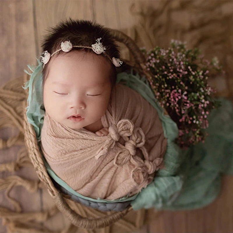 Cotton Gauze Newborn Photography Wrap, Stretchy Baby Portrait Prop in Two Sizes with Color Options for Studio Layers and Keepsake Photo Sessions