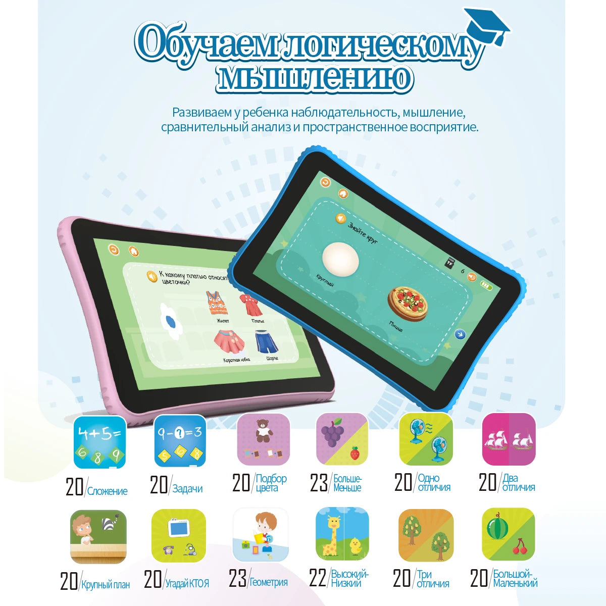 English-Russian Learning Tablet for Kids, 7-Inch Cat Sasha Educational Toy with Preloaded Stories, Songs and Russian Letter Activities for Ages 3–8