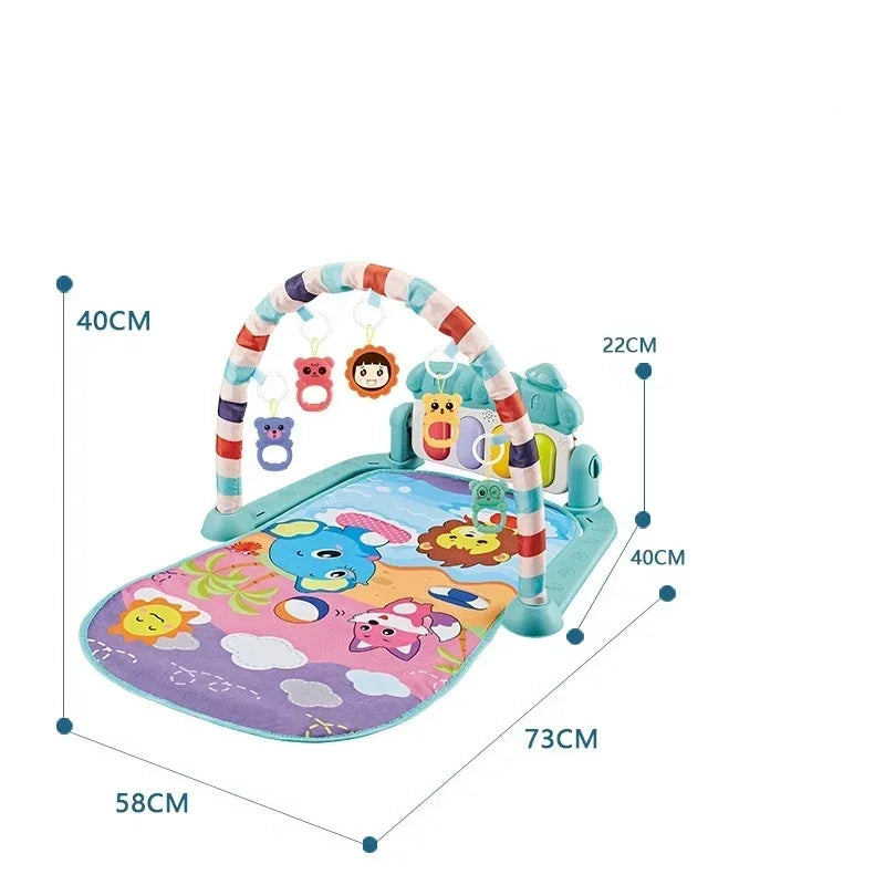 Baby Kick Piano Play Mat with Hanging Animal Toys and Illustrated Activity Surface, Multiple Model Designs for Supervised Tummy Time and Reaching