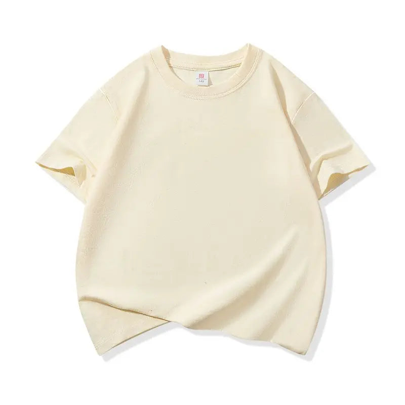 Kids Solid Color Cotton T-Shirt, 180gsm Short Sleeve Crewneck Basic Tee for Boys and Girls in 18 Colors for Summer and Everyday Casual Outfits