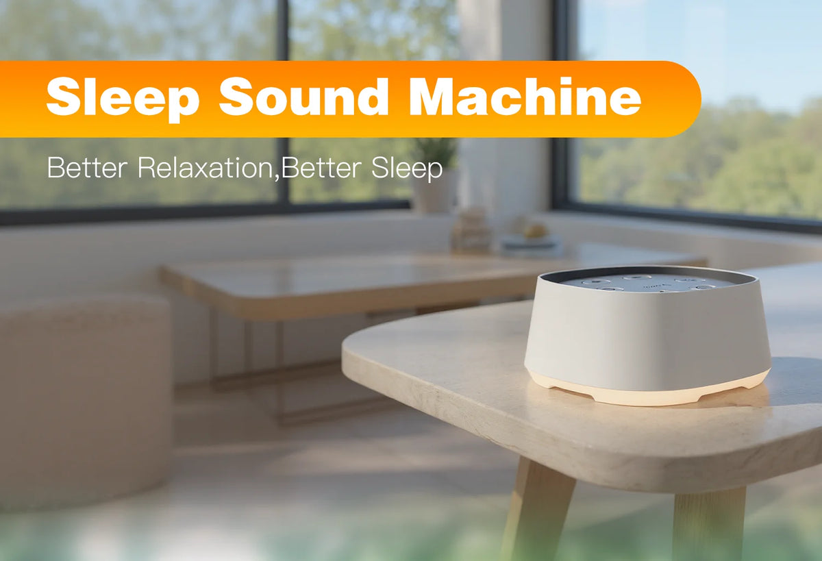 24-Sound White Noise Machine with Warm Breathing Night Light, 30/60/90-Minute Auto-Off Timer and USB Rechargeable Design for Nursery and Travel