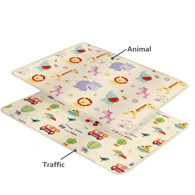 Foldable Baby Activity Mat with Double-Sided Prints, LDPE Padded Wipe-Clean Floor Surface and Carry Bag for Supervised Tummy Time and Toddler Play