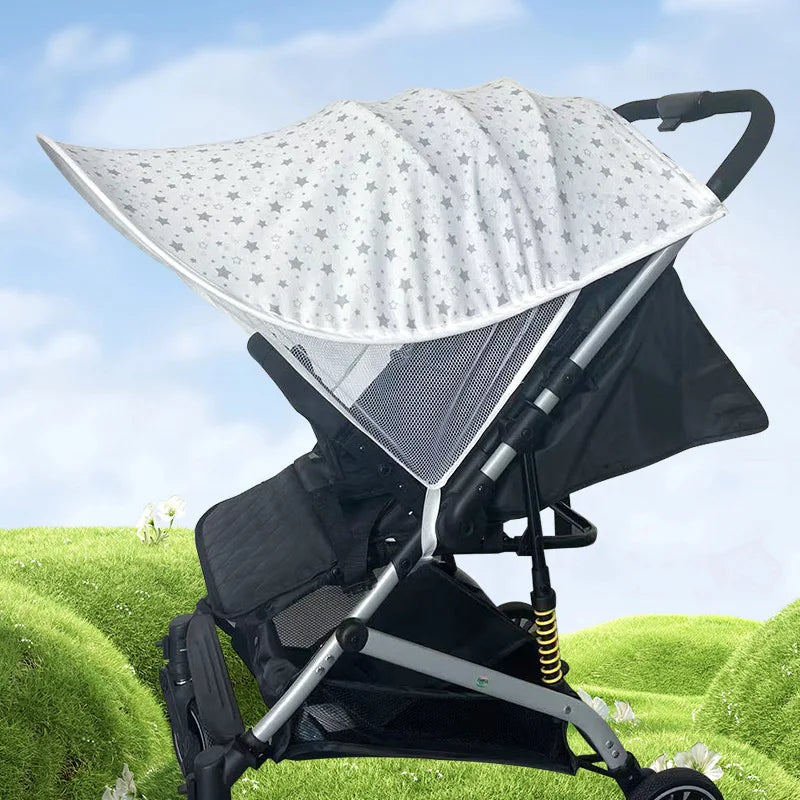 Baby Stroller Shade Extender, Pushchair Sun Awning in Black, Dinosaur, Bear or Star Designs for Extra Canopy Coverage on Outdoor Family Walks