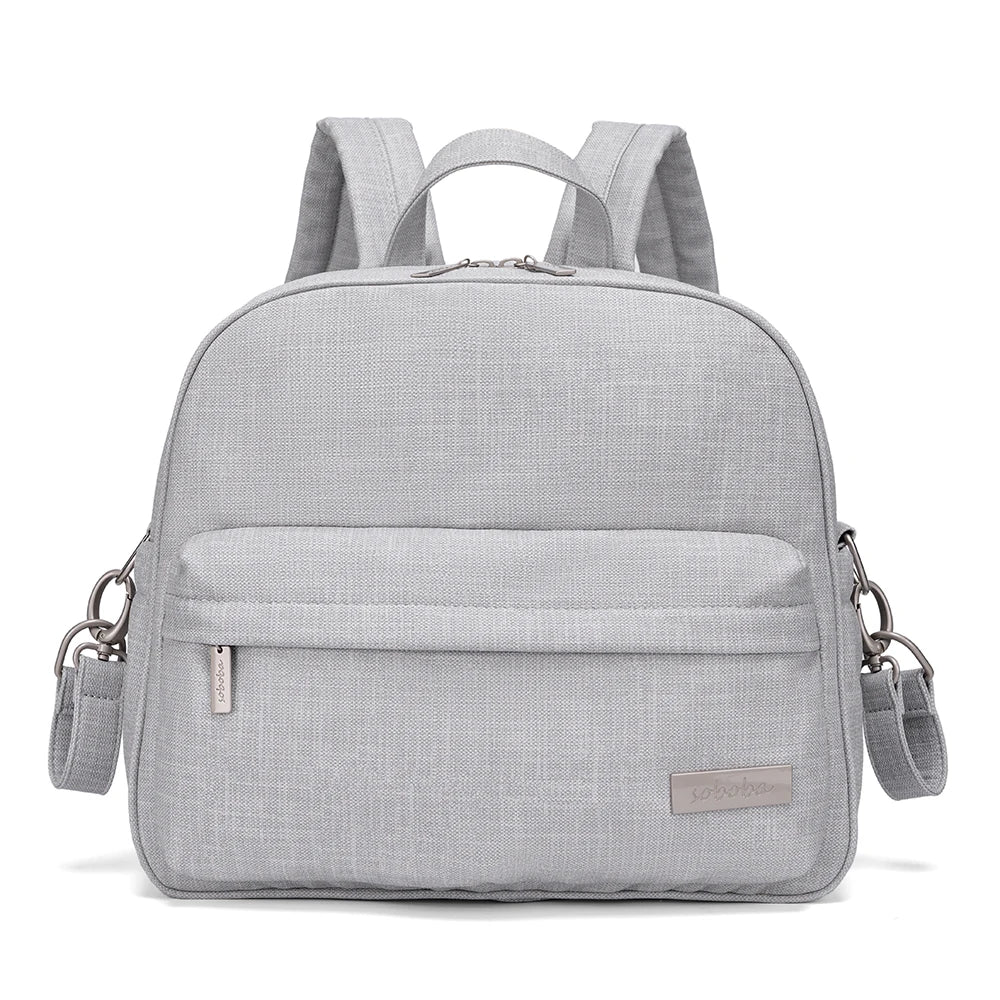 Parent Diaper Backpack by Soboba with Front Zip Pocket and Top Carry Handle, Solid-Color Baby Changing Bag for Newborn Supplies and Daily Outings