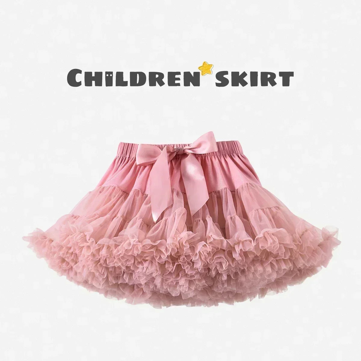 Girls Bow Waist Tutu Skirt with Fluffy Tulle Layers and Satin Lining, Adjustable Elastic Waist Pettiskirt for Birthdays, Dance and Dress Up