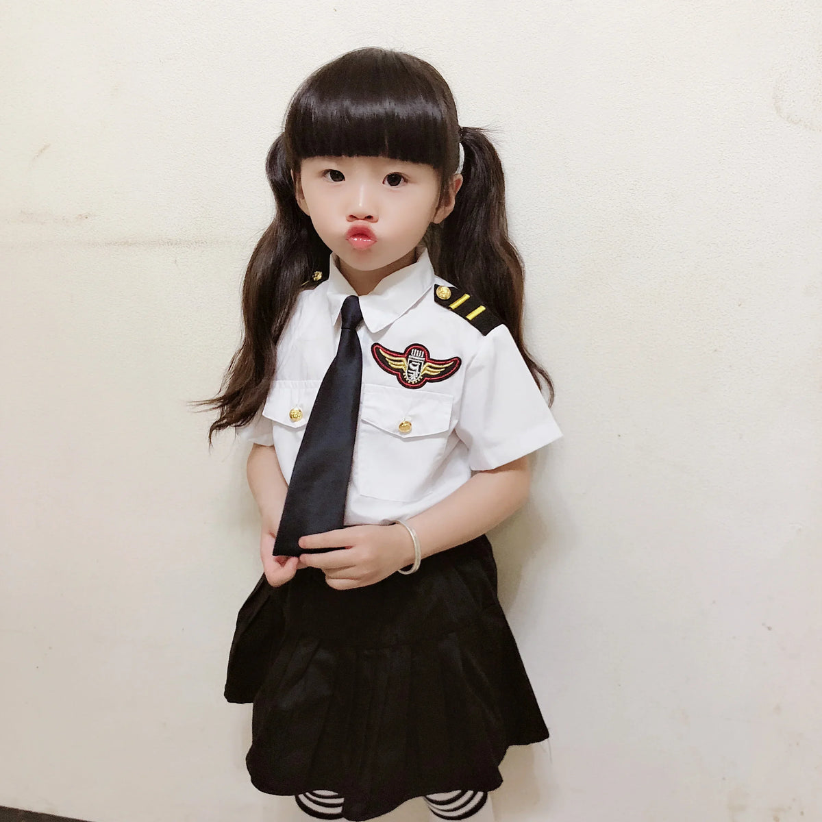 Kids Pilot Costume for Boys and Girls, Airline Captain Uniform-Style Outfit with Short Sleeve Shirt Styling for Career Day and Halloween