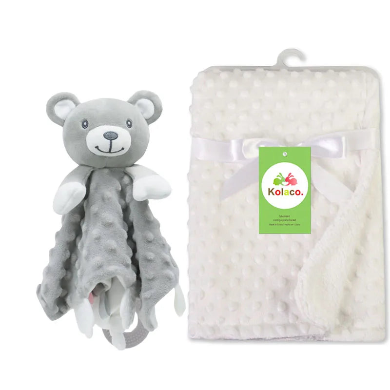 Personalized Minky Baby Blanket and Animal Lovey Options with Custom Name Embroidery, Textured Dot Keepsake for Boys and Girls and Baby Shower Gifts