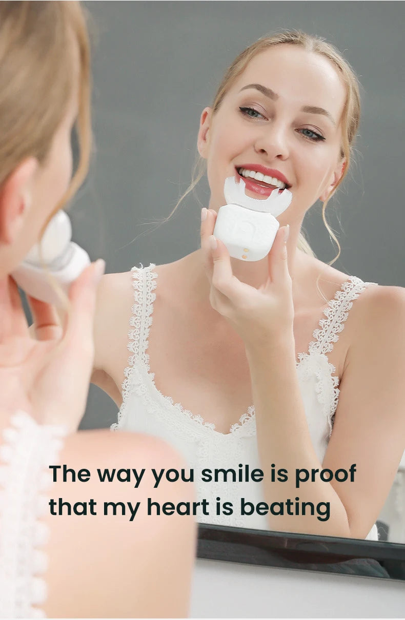 Adult U-Shaped Electric Toothbrush with Four Brushing Modes, Blue-Light Feature and Wireless Charging Design for Daily Oral Care