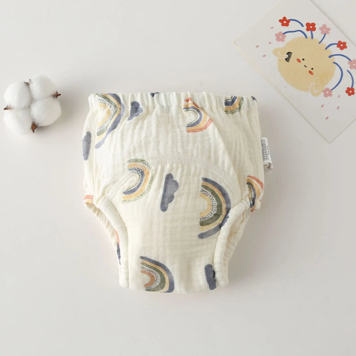 Printed Cotton Potty Training Pants, Single Reusable Learning Underwear with Pull-On Waist for Babies and Toddlers in Sizes 80–110