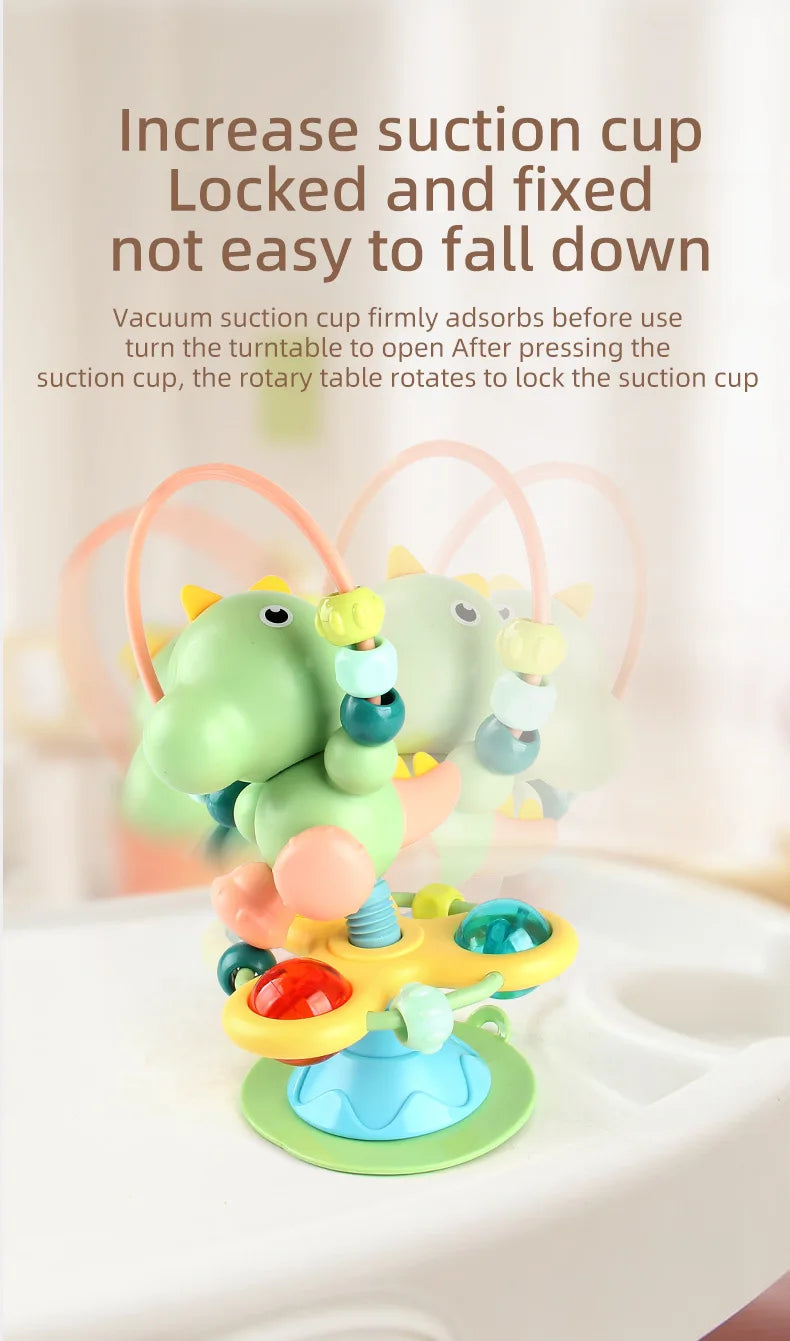 Animal Suction Activity Toy with Colorful Beads and Rattle Rings, Cartoon Tabletop Play Accessory for Supervised Reaching and Hands-On Exploration