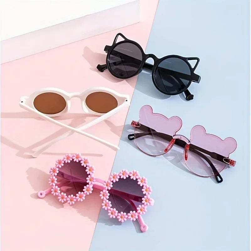 Photo Booth Glasses Set, 4-Piece Decorative Eyewear with Playful Mixed Frames for Birthday Parties, Costume Outfits and Fun Group Photos