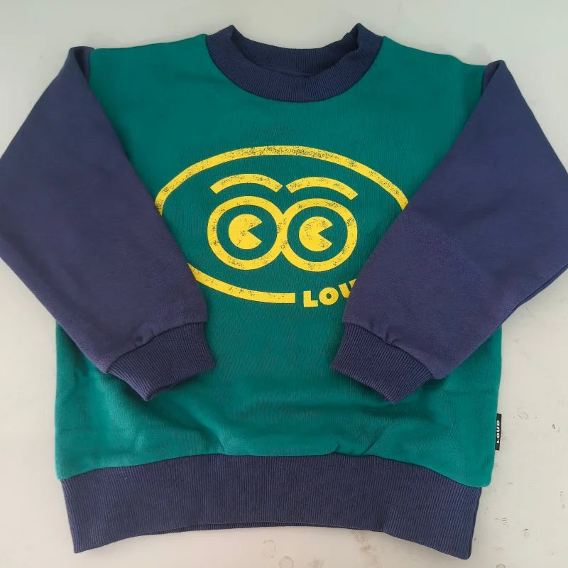 Graphic Kids Pullover Sweatshirt, Long-Sleeve Printed Tops with Crewneck and Collared Style Options for Boys and Girls Everyday Casual Outfits