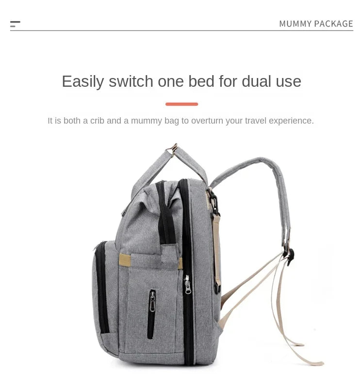 Diaper Bag Backpack with Fold-Out Changing Station, Large Capacity Baby Essentials Organizer with Bottle Pockets and Changing Mat for Parents