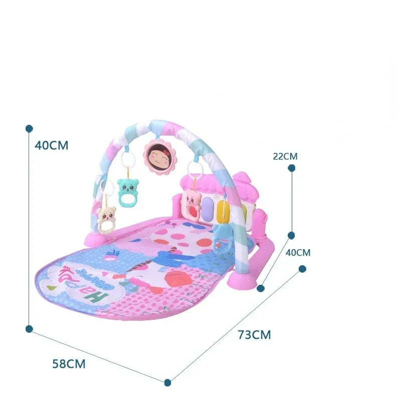 Baby Kick Piano Play Mat with Hanging Animal Toys and Illustrated Activity Surface, Multiple Model Designs for Supervised Tummy Time and Reaching