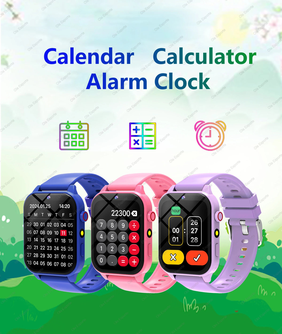 Kids Game Smartwatch HT30 with 18 Games, Camera, 1.83-Inch Screen, Step Counter, Alarm, Calculator and Flashlight in Four Color Choices