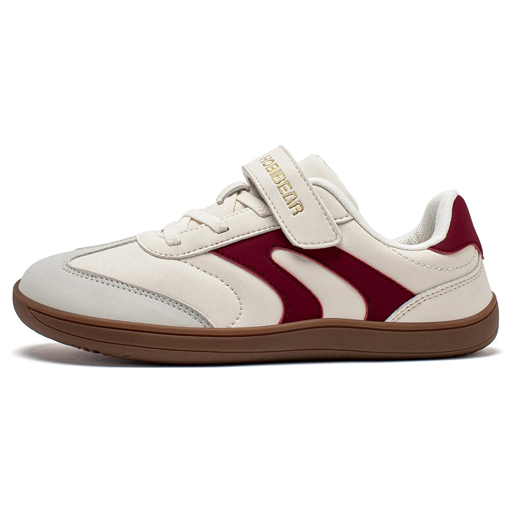 Big Kids Barefoot Sneakers by HOBIBEAR with Wide Toe Box, Zero-Drop Rubber Sole, Hook-and-Loop Strap and Artificial Leather Upper for Everyday Walking