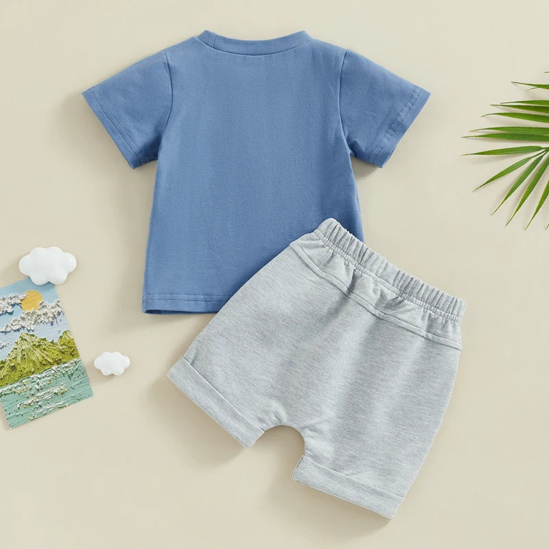 Baby Boys Graphic Shorts Set with Pretty Fly for a Little Guy T-Shirt and Elastic Waist Shorts, Cotton Blend Summer Outfit, Sizes 6M-3T