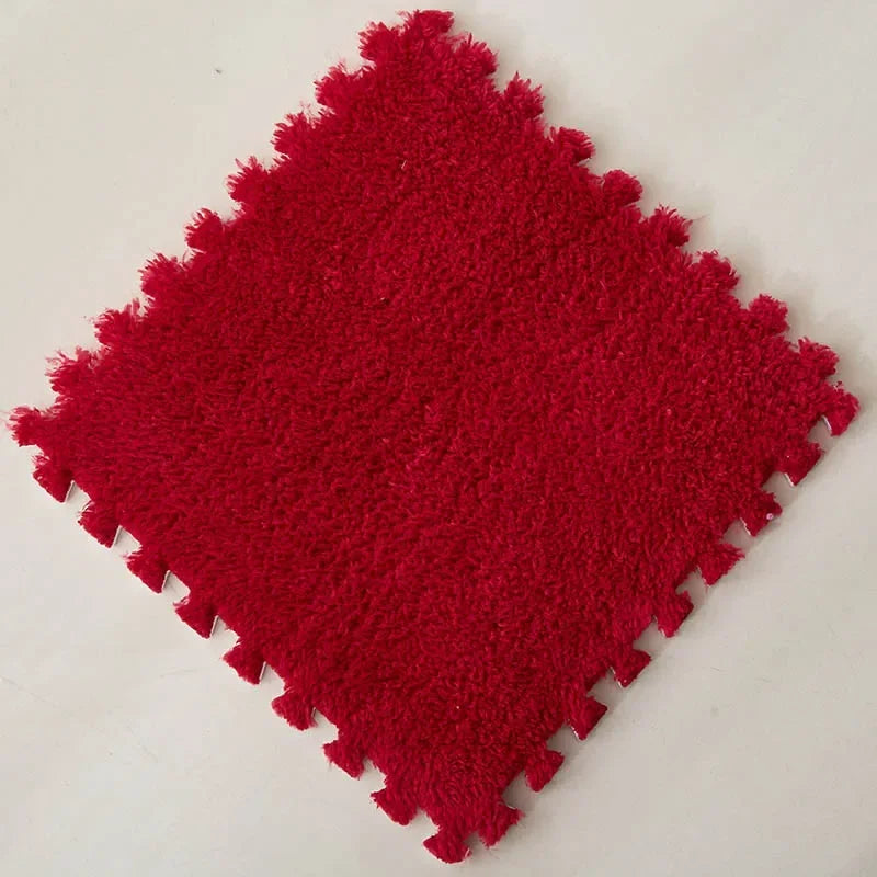 Plush Interlocking Foam Floor Mat with 30 cm Velvet-Topped EVA Tiles, 10 or 20 Pieces for Kids Rooms, Nursery Corners and Indoor Play Areas