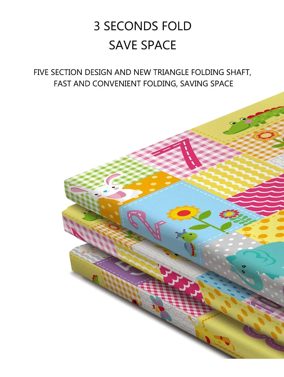 Foldable Baby Activity Mat with Double-Sided Prints, LDPE Padded Wipe-Clean Floor Surface and Carry Bag for Supervised Tummy Time and Toddler Play