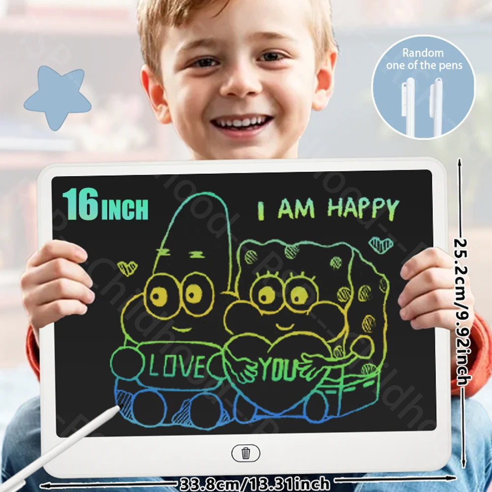 Kids LCD Doodle Tablet, 8, 11, 13 or 16-Inch Erasable Drawing and Handwriting Board with Stylus, Screen Lock and Clear Button for Creative Practice