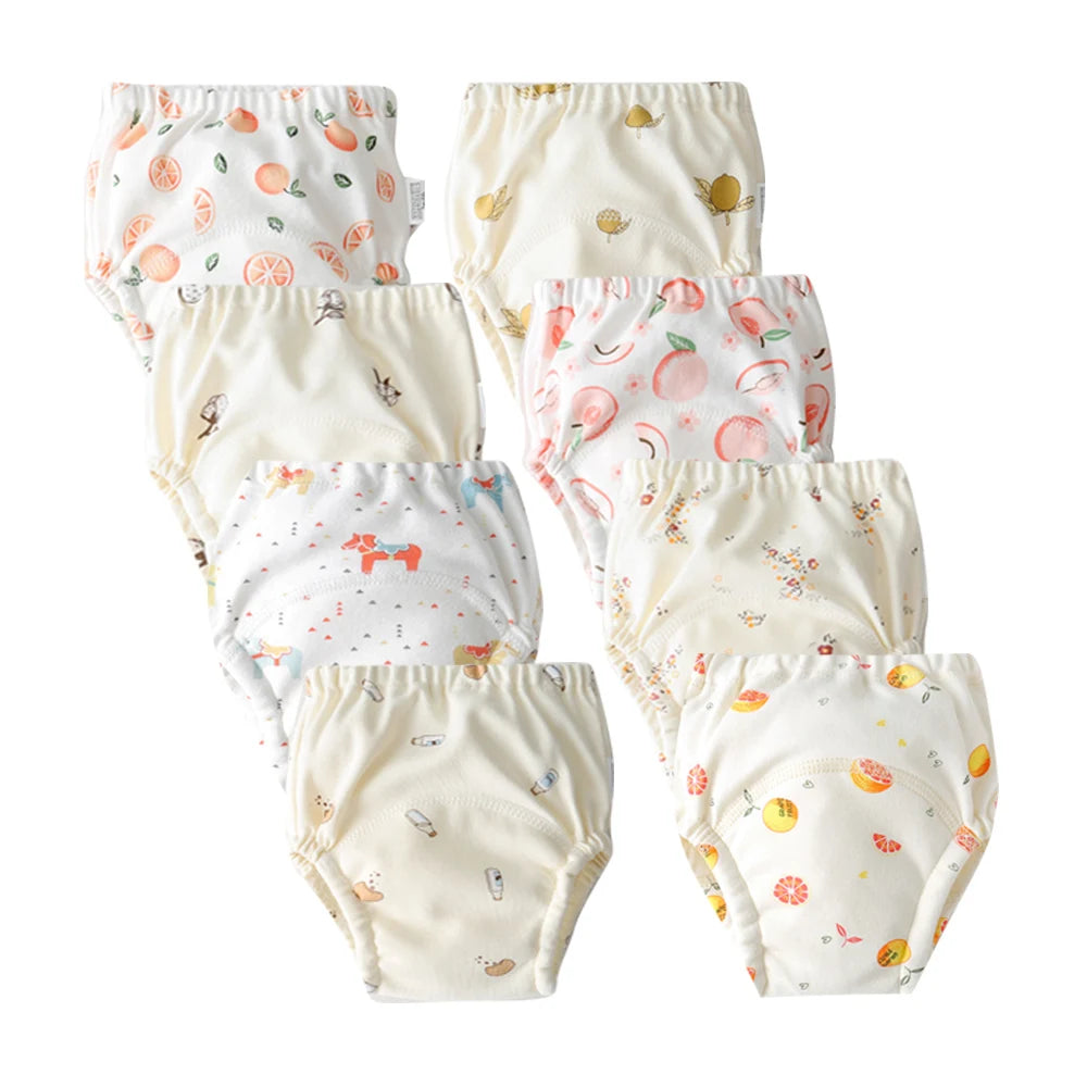 Washable Potty Training Pants Multipack, 4 or 8 Reusable Toddler Underwear Briefs with Printed Designs for Daytime Toilet Learning, Sizes S-XL