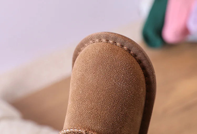 Toddler Plush Winter Booties with Contrast Stitching and Rear Pull Tabs, Camel, Black or Army Green Short Boots for Boys and Girls, Sizes 18-25