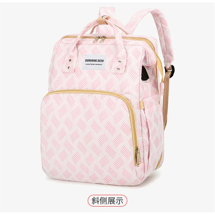 Convertible Diaper Bag Backpack with Fold-Out Changing Area and Stroller Hooks, 30 x 20 x 40 cm Baby Essentials Organizer for Parents