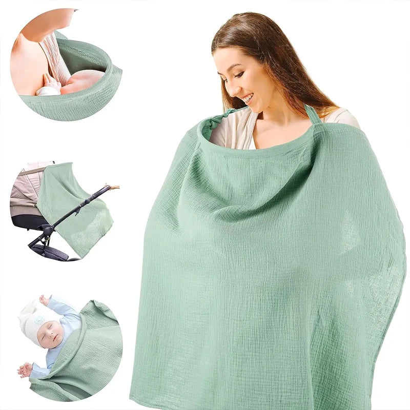 Cotton Muslin Breastfeeding Cover for Moms | Nursing Privacy Apron in Multiple Colors for Feeding Baby During Outings and Everyday Routines