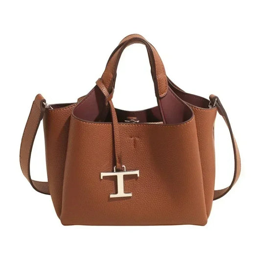 Diaper Tote Bag with Leather-Look Finish, Top Handles and Long Shoulder Strap, Vintage-Style Baby Essentials Handbag for Moms and Everyday Outings