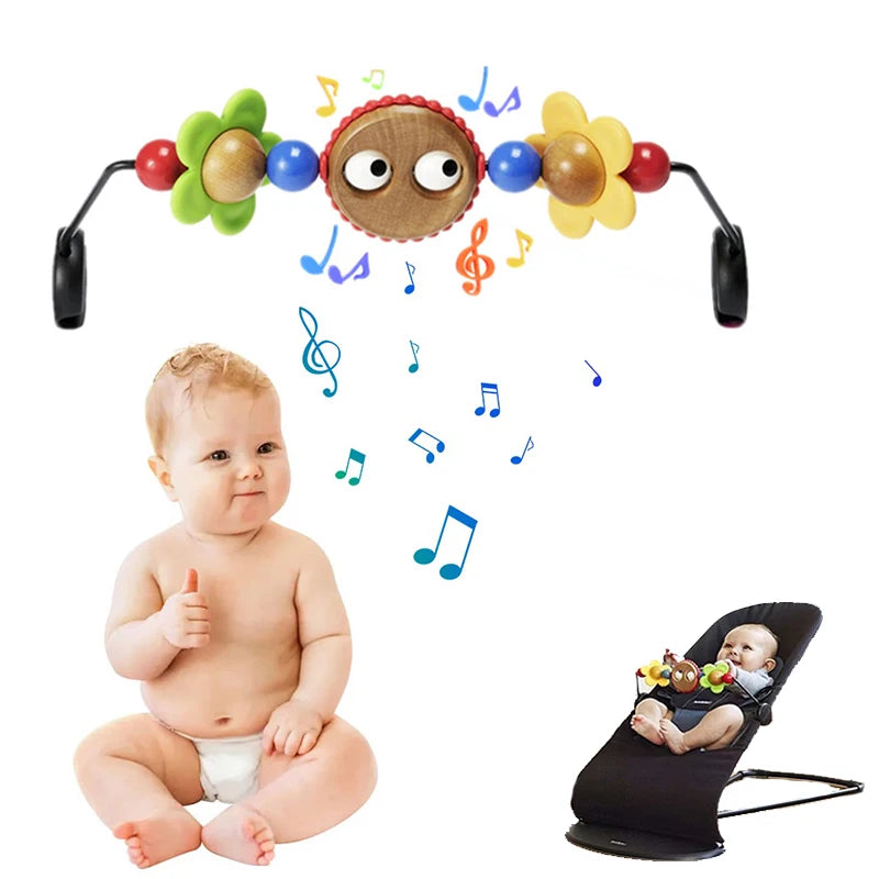 Adjustable Baby Activity Arch with Clamp-On Animal Toys, Colorful Stroller Play Bar for Supervised Sensory Exploration and Baby Shower Gifts