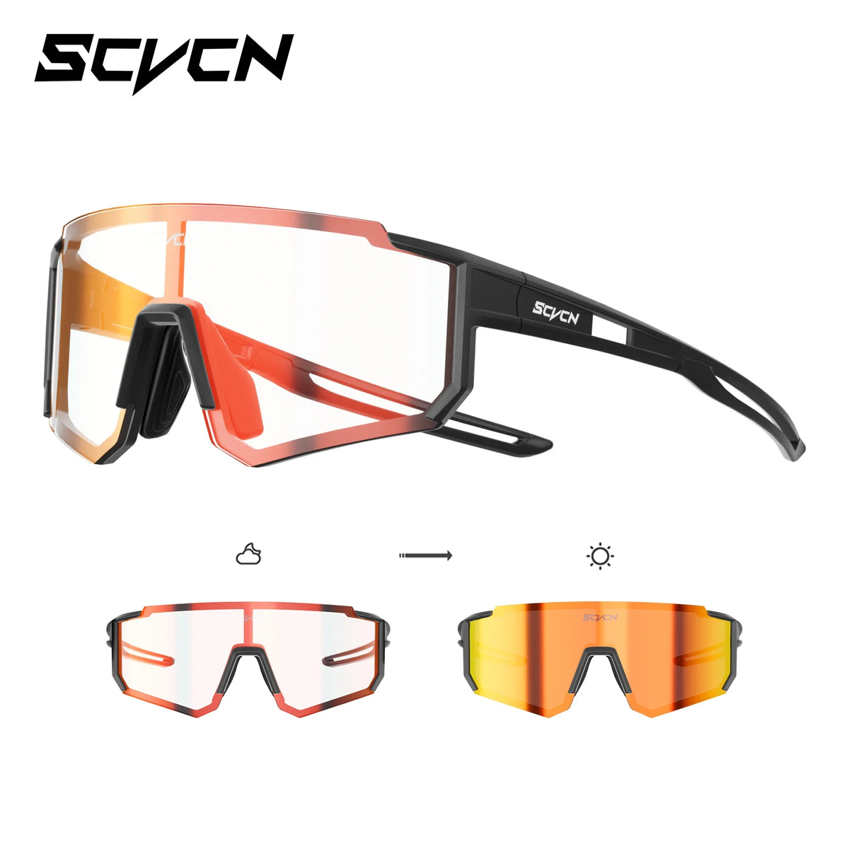 Kids Cycling Sunglasses by SCVCN for Ages 6-14, UV400 TR90 Sports Eyewear with Adjustable Nose Pads and Photochromic or Polarized Options