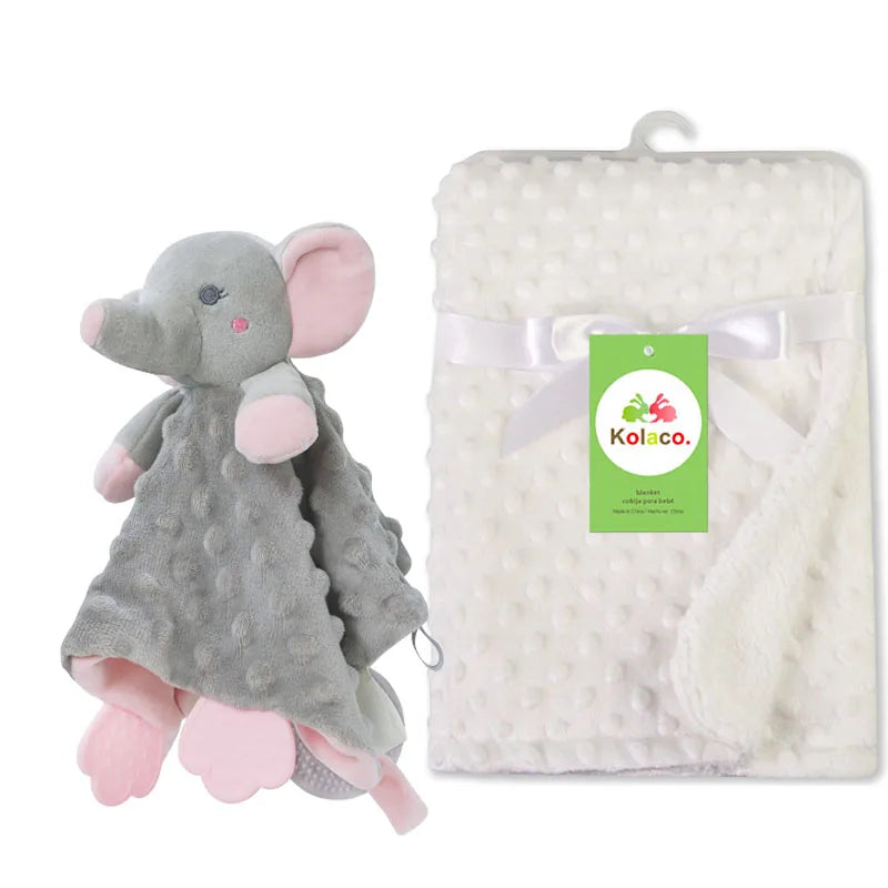 Personalized Minky Baby Blanket and Animal Lovey Options with Custom Name Embroidery, Textured Dot Keepsake for Boys and Girls and Baby Shower Gifts