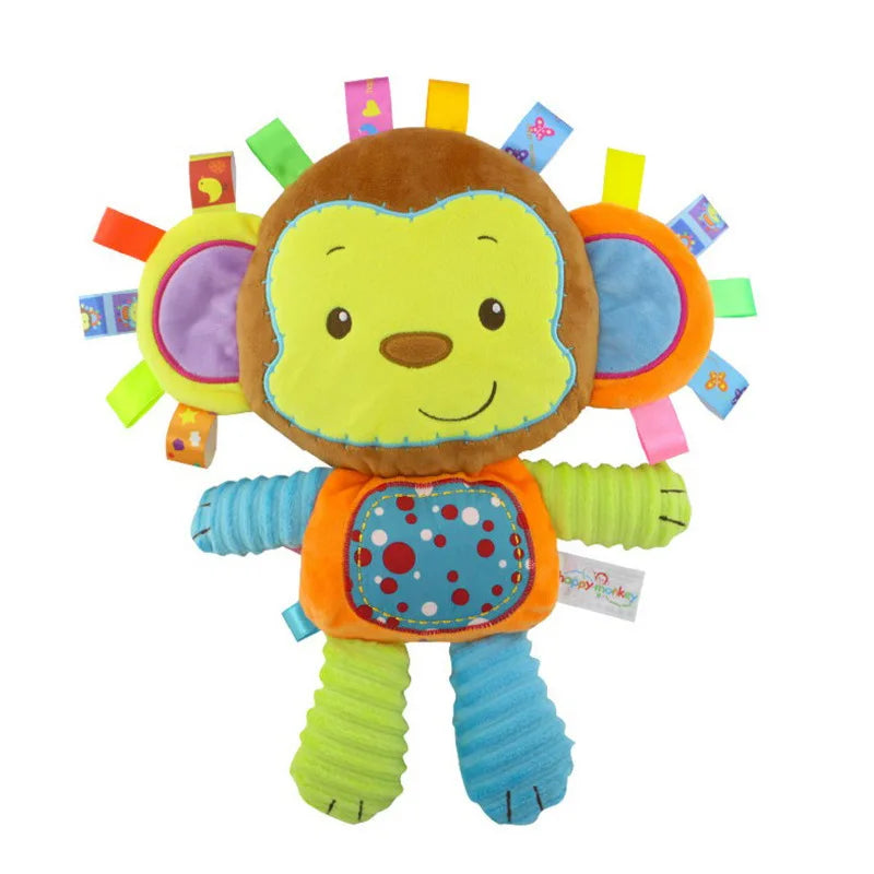 Taggy Animal Plush Rattle for Babies, Colorful Elephant, Monkey, Rabbit, Lion or Pig Soft Sensory Toy for Supervised Play and Baby Shower Gifts