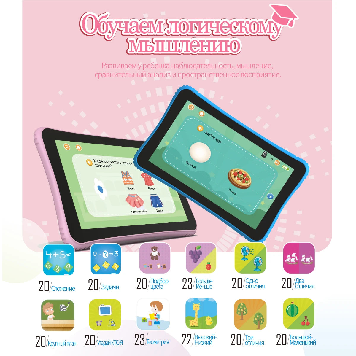 English-Russian Learning Tablet for Kids, 7-Inch Cat Sasha Educational Toy with Preloaded Stories, Songs and Russian Letter Activities for Ages 3–8