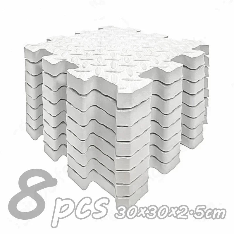 Thick Foam Crawling Mat Tiles, 8-Piece Interlocking Set with 2.5 cm Padding and 30 cm Squares for Nursery Corners and Supervised Baby Floor Play