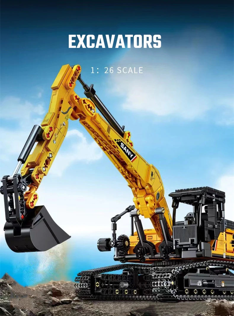 Excavator Building Set 1022 Pieces by SEMBO, Construction Vehicle Model with ABS Bricks, Instructions and Stickers for Ages 6+