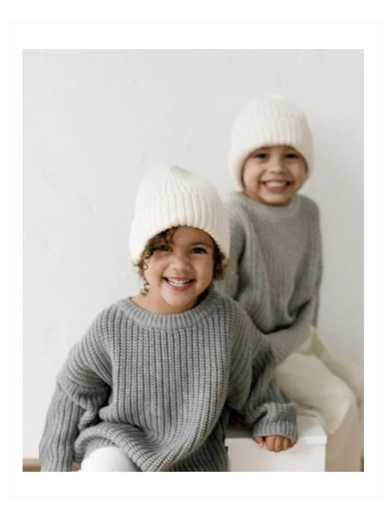 Cotton Crewneck Baby Sweater for Boys and Girls, Long Sleeve Ribbed Knit Pullover for Infants and Kids, Everyday Cool Weather Layering