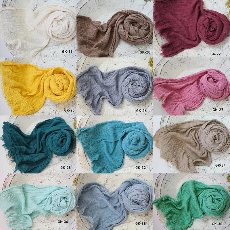 Cotton Gauze Newborn Photography Wrap, Stretchy Baby Portrait Prop in Two Sizes with Color Options for Studio Layers and Keepsake Photo Sessions