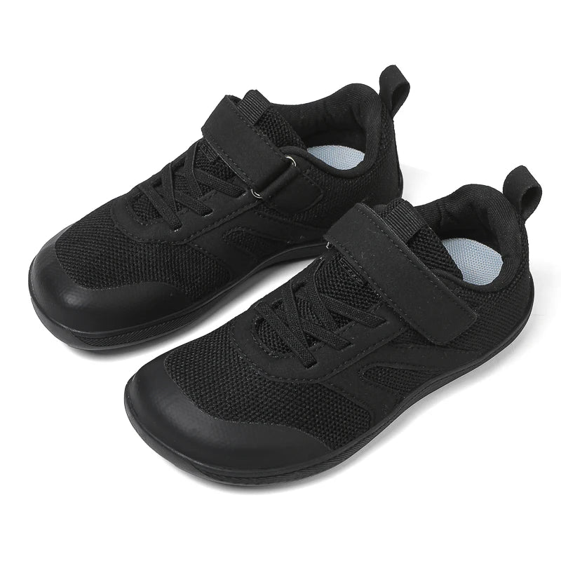 Children’s Minimalist Barefoot Sneakers with Wide Fit, Zero-Drop Design, Mesh Panels and Adjustable Strap for Boys and Girls Everyday Wear