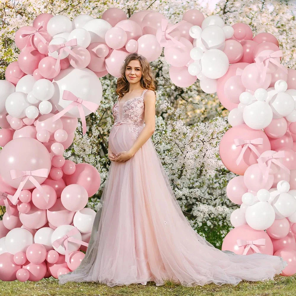 Pink Balloon Arch Kit with White and Pastel Pink Balloons for Birthday Parties, Bridal Showers, Weddings and Anniversary Decorations