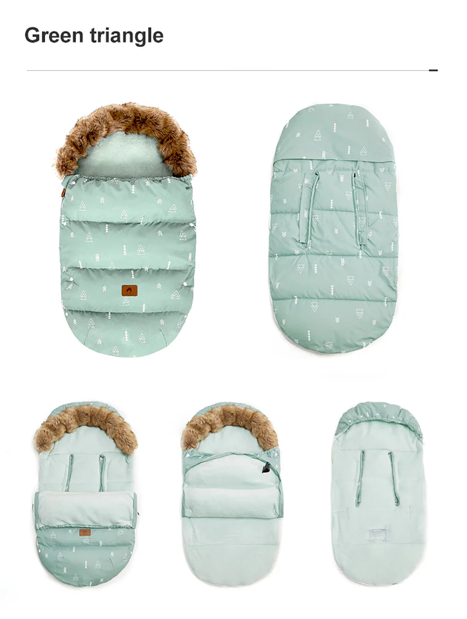 Baby Stroller Winter Footmuff with Two-Way Zipper, Removable Fur-Style Collar and Front Buttons, Pram Sack in Floral, Bear and Solid Styles