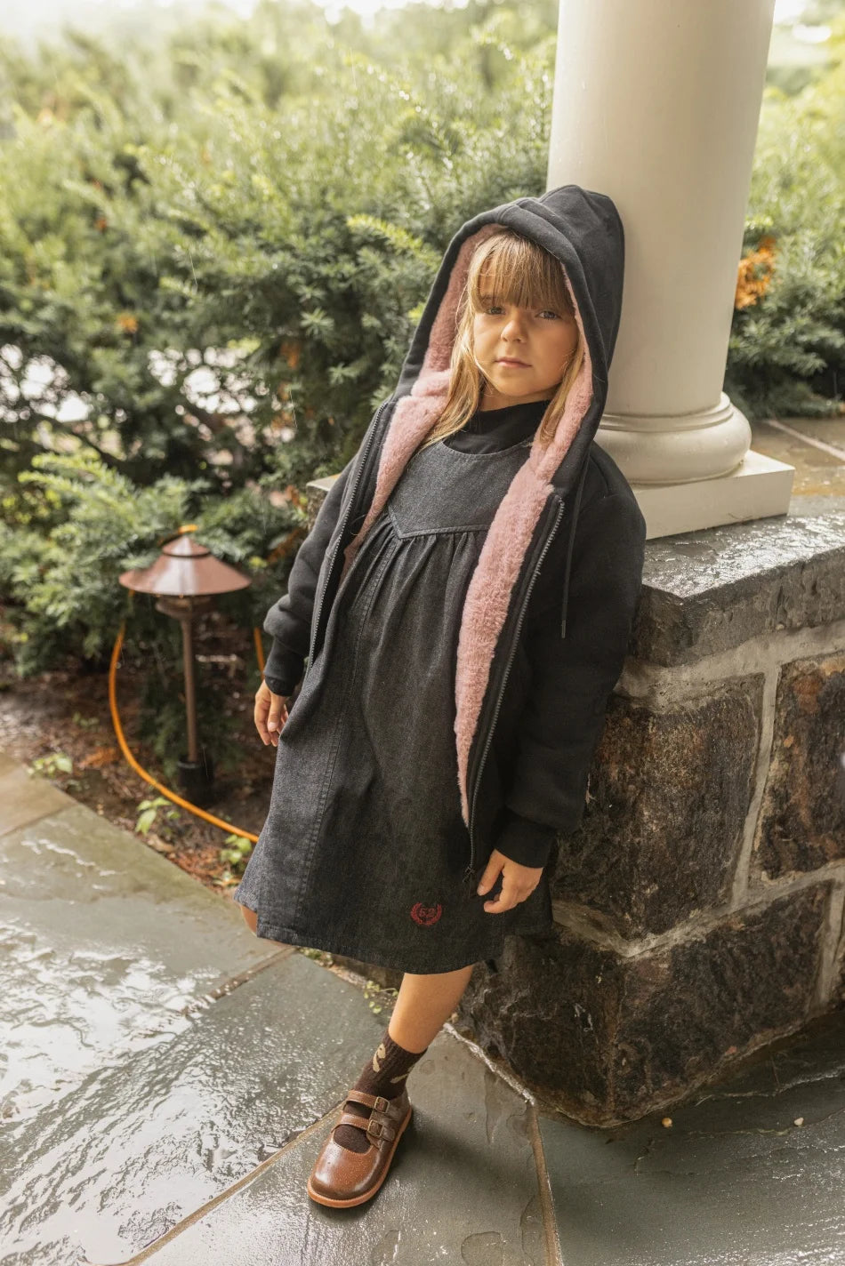 Kids Lined Zip-Up Hoodie with Plush-Textured Interior, Hood and Front Pockets, Boys and Girls Fall Winter Jacket for Everyday Layering