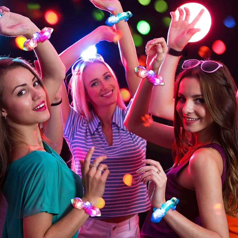 LED Hair Scrunchies for Women, Light Up Satin Elastic Hair Ties with 3 Lighting Modes for Glow Parties, Concerts & Holiday Gifts